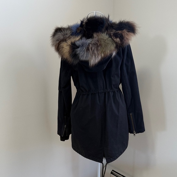 Jocelyn Black Utility Jacket with Real Fur Lining - Picture 4 of 7